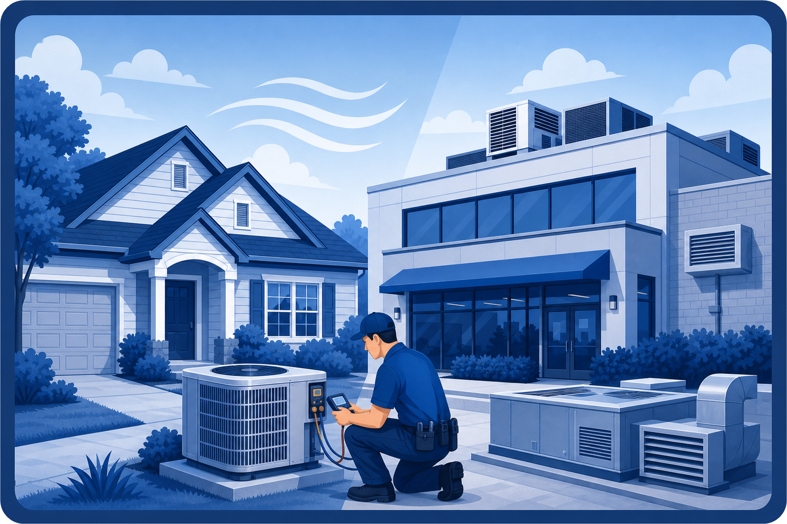Residential and commercial HVAC coverage graphic