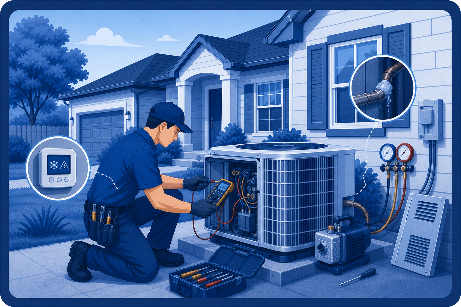 Air conditioner repair service illustration